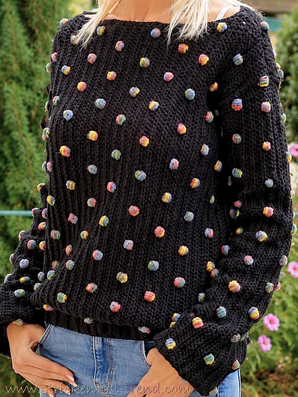 Crochet Pattern Sweater ConFetti #1 | Sideways Bobble Sweater + Video Guide PDF