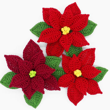 Crochet pattern decoration poinsettia in 2 versions - easy and decorative