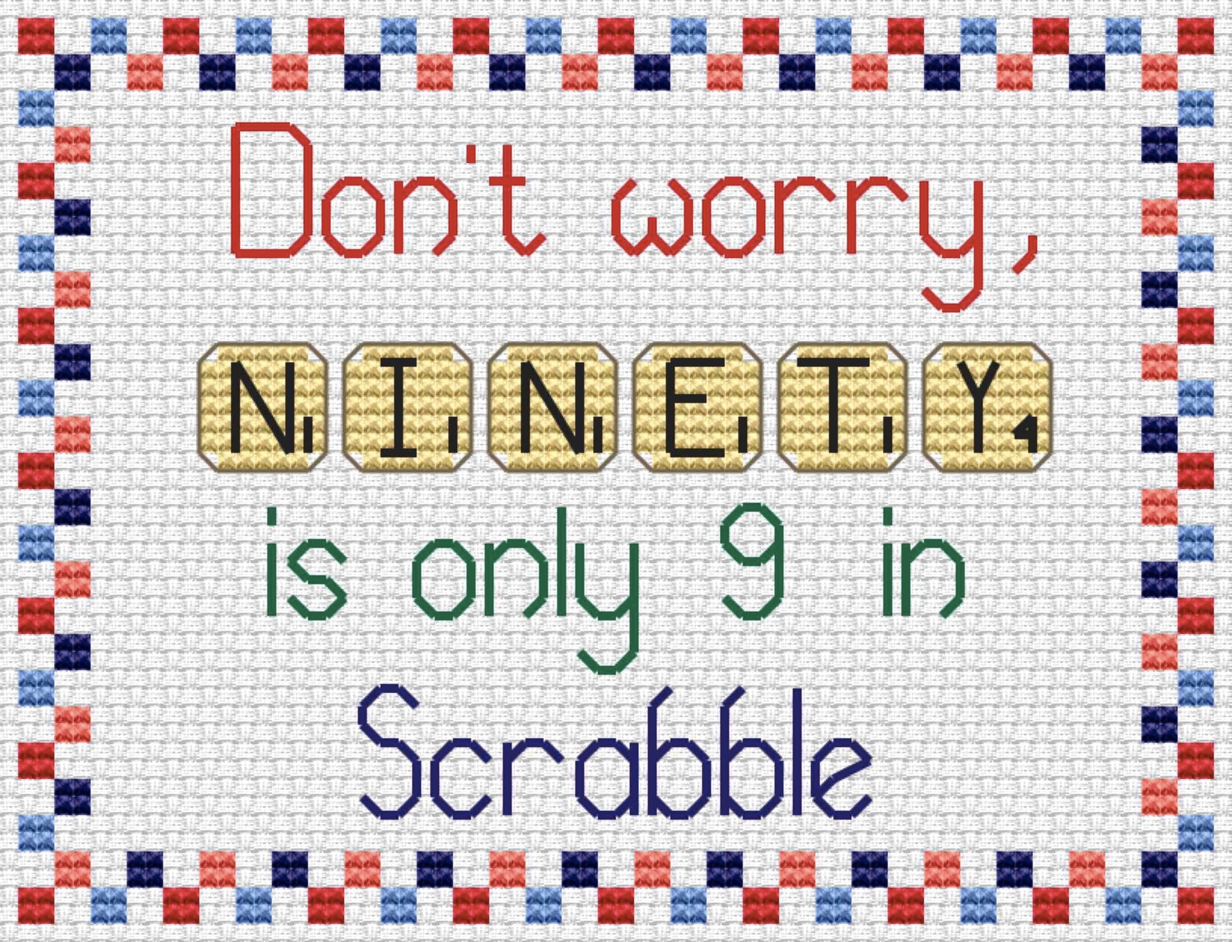 Scrabble 90 Cross Stitch PDF Pattern