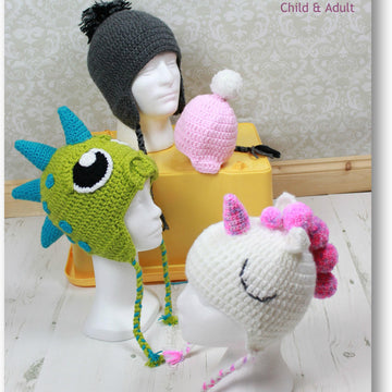 Crochet pattern Unicorn & Dinosaur Hat UK & USA Terms #361
