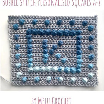 Bobble Stitch Personalised Squares A-Z US by Melu Crochet