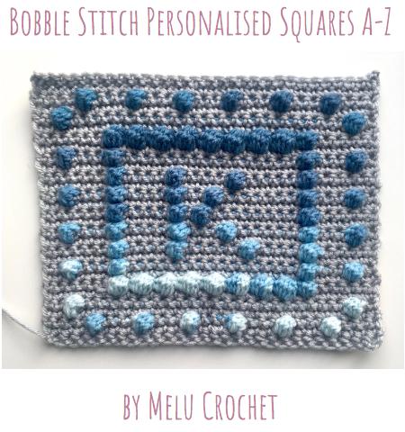 Bobble Stitch Personalised Squares A-Z US by Melu Crochet