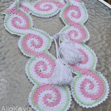 Celtic Pink Crochet Scarf with tassels