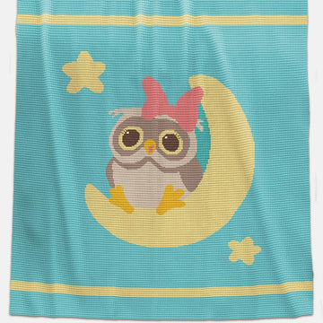 CROCHET Bed Throw - Owl on the Moon - 50" x 60"