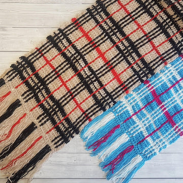 Crochet Tartan Plaid Shawl or Scarf