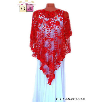 Red lace suit - top, skirt, peplum