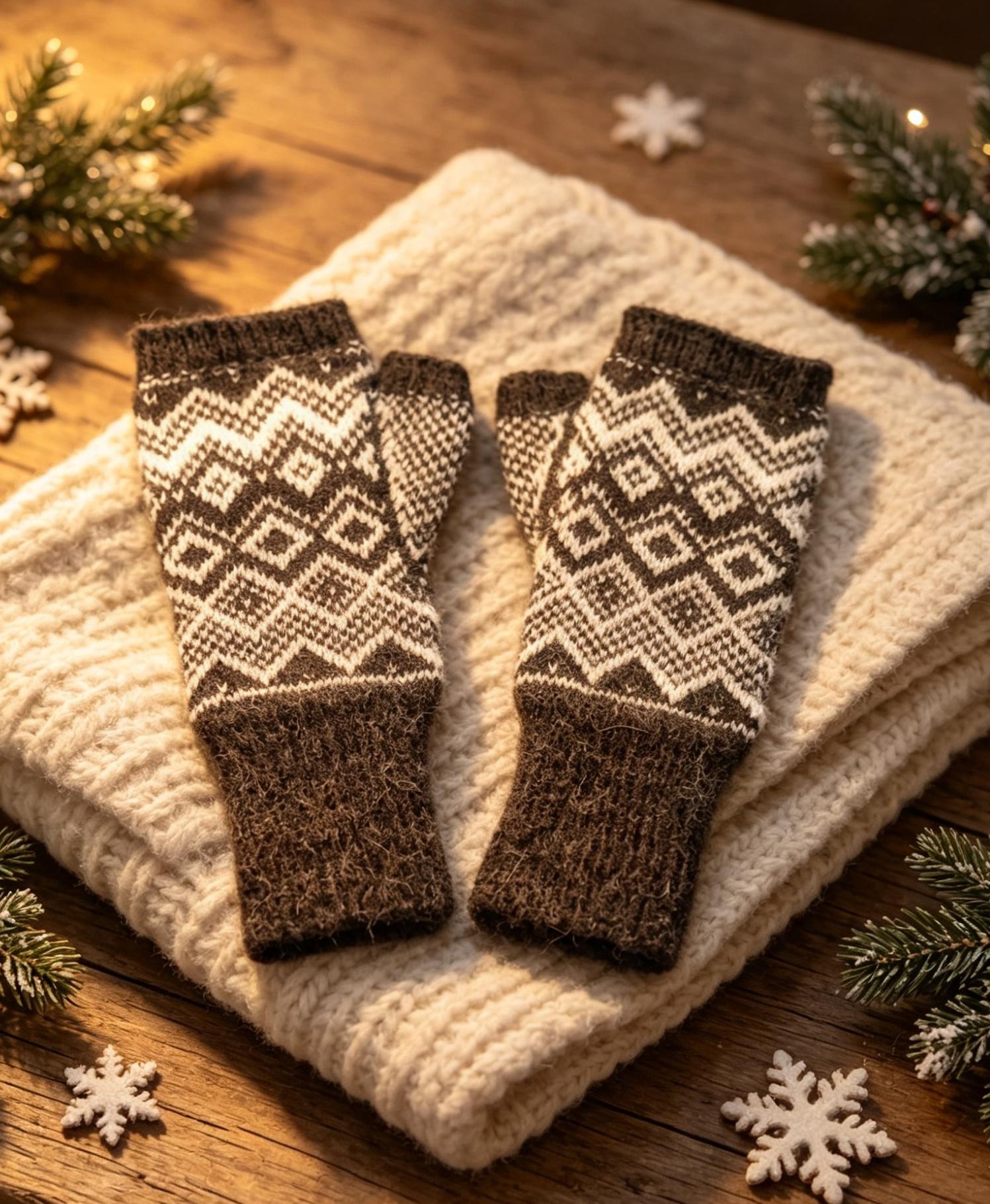 Supersoft Alpaca Geometric Mitts