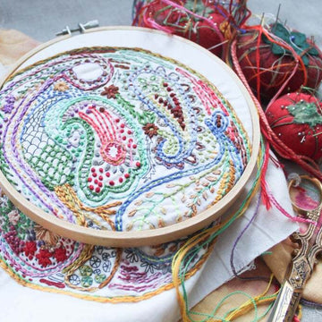 Dropcloth Samplers Paisley Printed Embroidery Kit - 10in x 10in