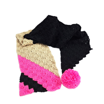 Pink Black Beige Scarf C2C