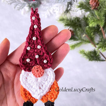 Heart Gnome Christmas Ornament