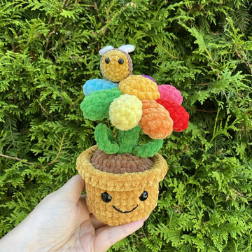 Potted Rainbow Flower with Bumblebee