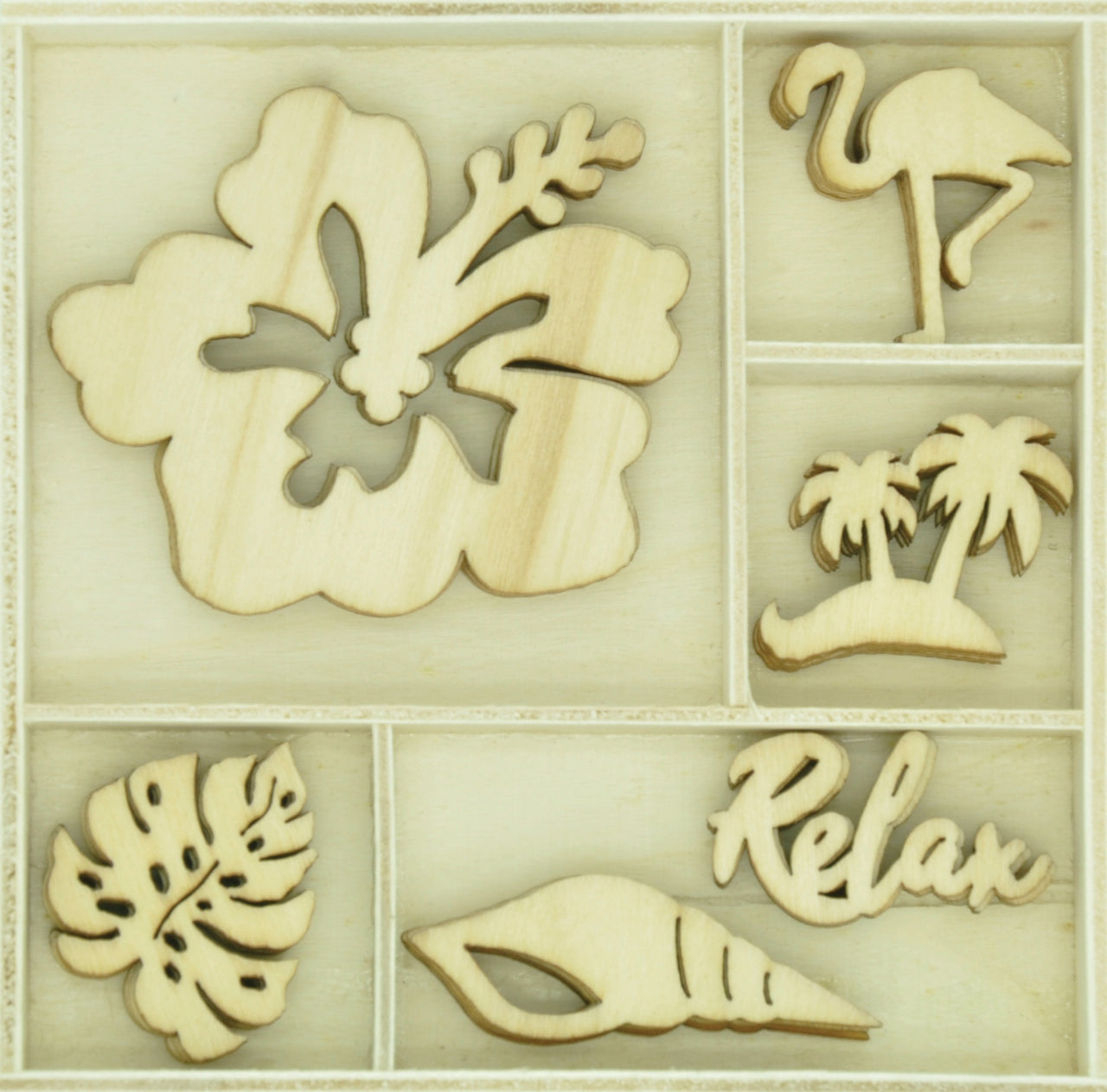 Kaisercraft Wood Mini Themed Embellishments - Relax, 30/Pkg