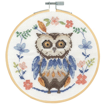 DMC Folk Owl Cross Stitch Kit - 18cm Diameter