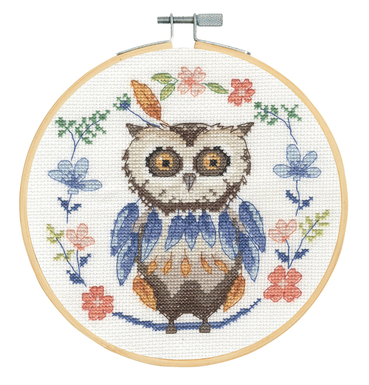 DMC Folk Owl Cross Stitch Kit - 18cm Diameter