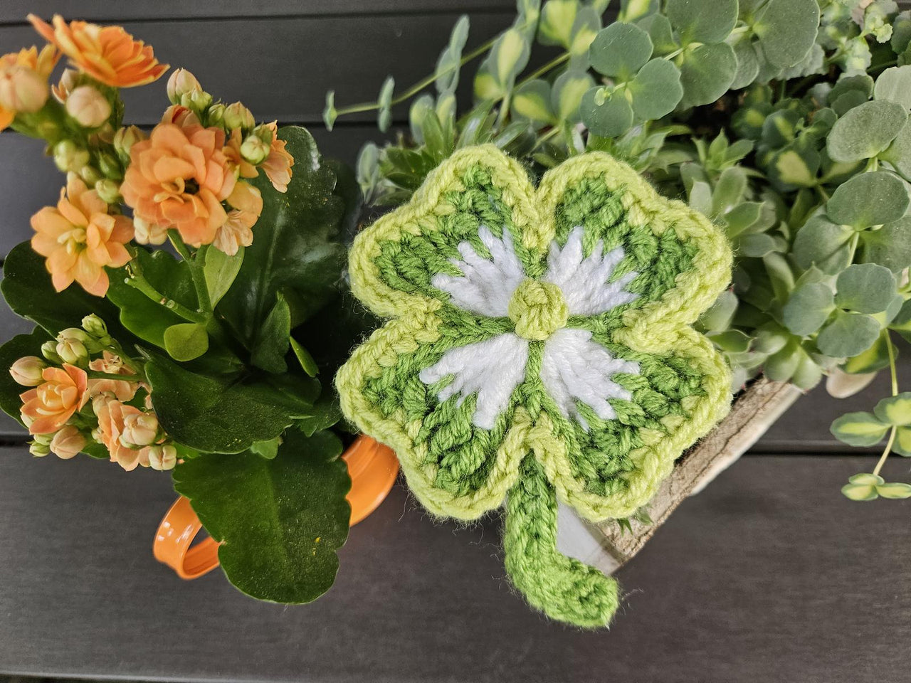 Crochet Lucky clover keychain