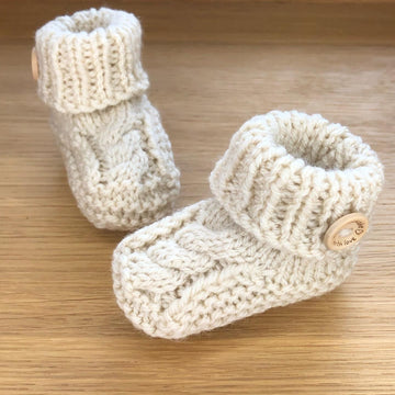 Cable Baby Booties 0-3 & 3-6 Months
