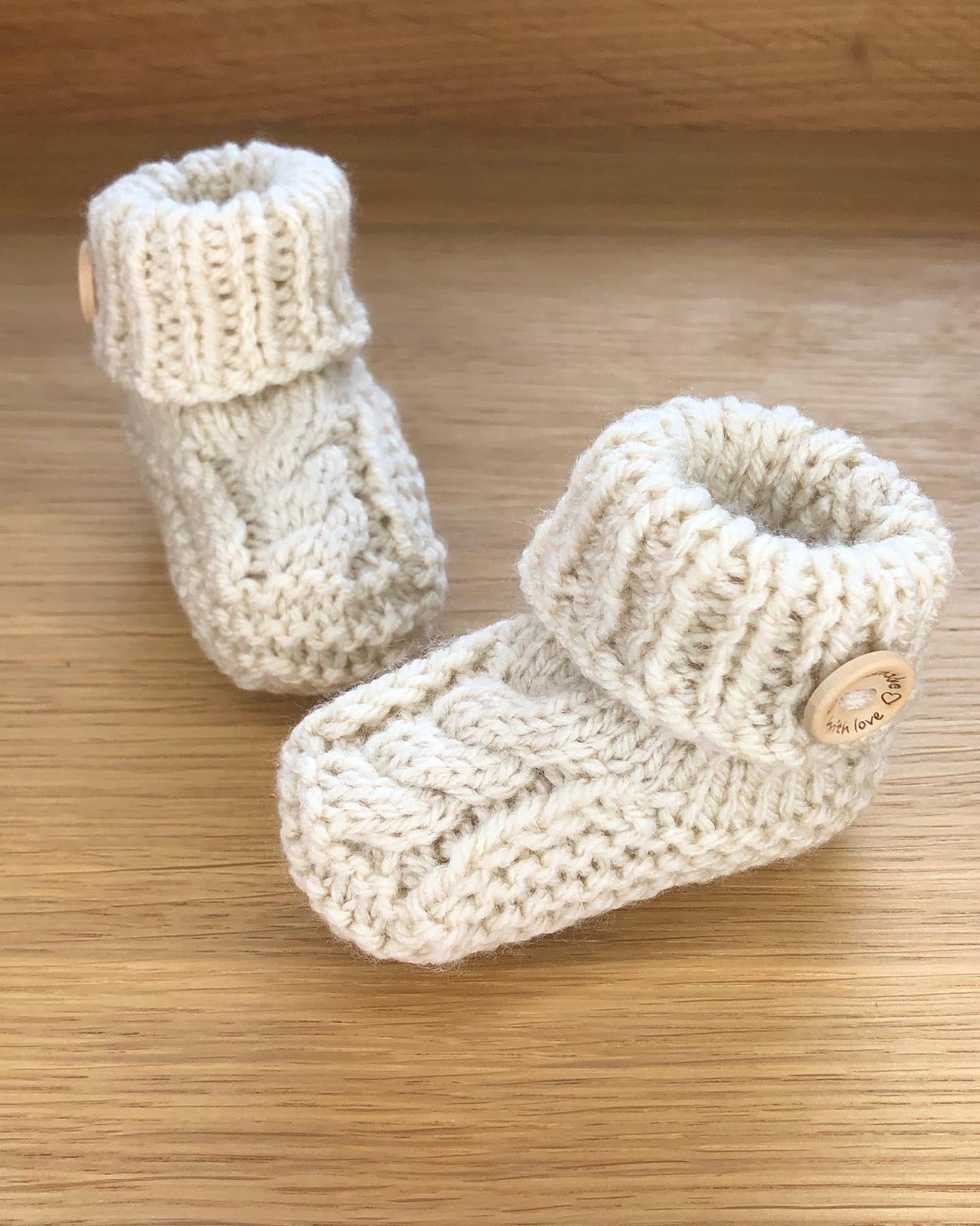 Cable Baby Booties 0-3 & 3-6 Months