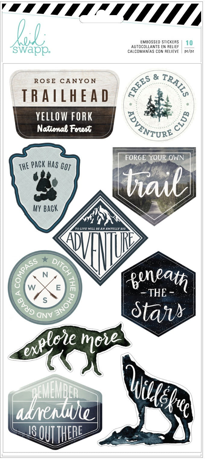 American Crafts Heidi Swapp Wolf Pack Embossed Stickers 10/Pkg - 572251