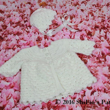 Crochet Pattern baby jacket an hat UK & USA Terms  #335