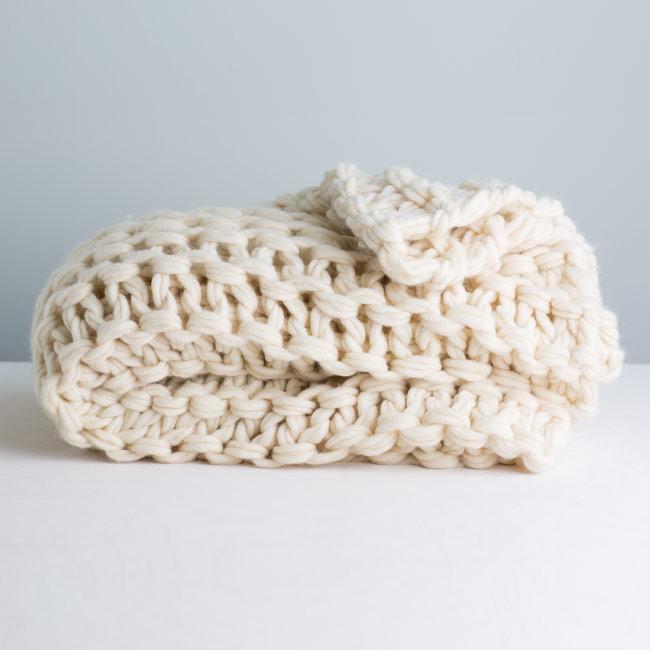 Arm Knit Chunky Garter Stitch Blanket