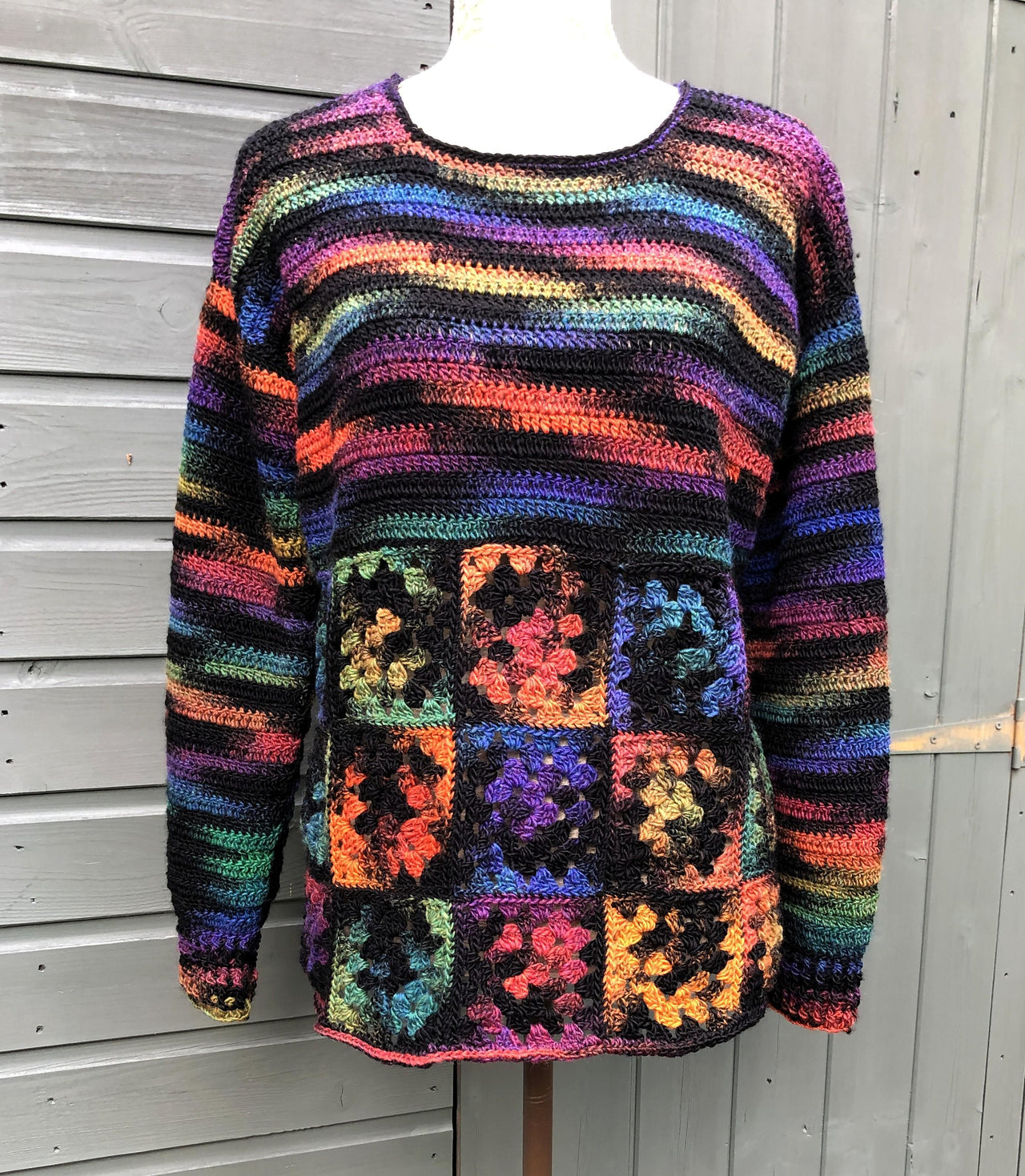 Sweater with Granny Square Border