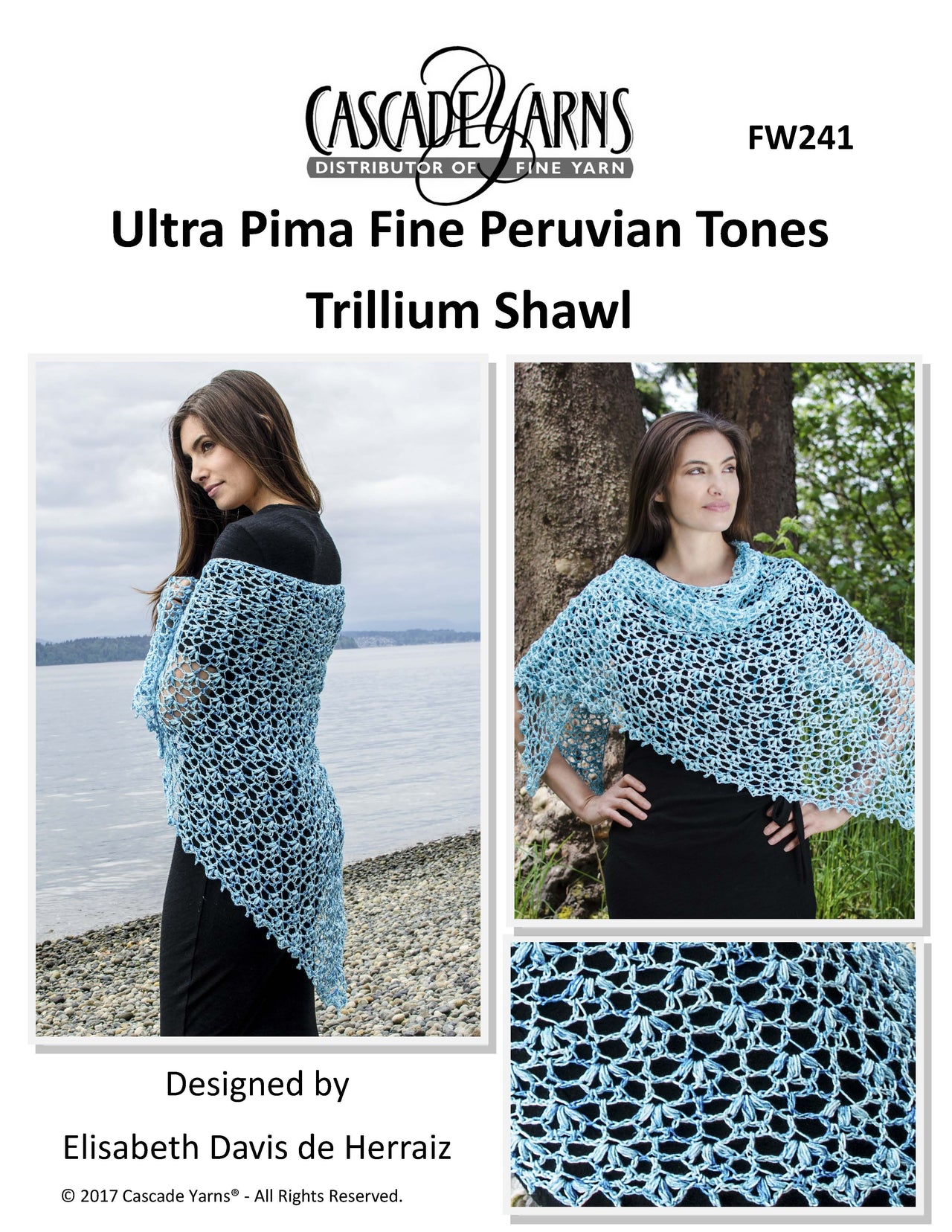 Peruvian Tones Trillium Shawl in Cascade Yarns Ultra Pima Fine - FW241 - Downloadable PDF