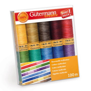 Gutermann Thread Set: Natural Cotton C No 50: 10 x 100m: Assorted
