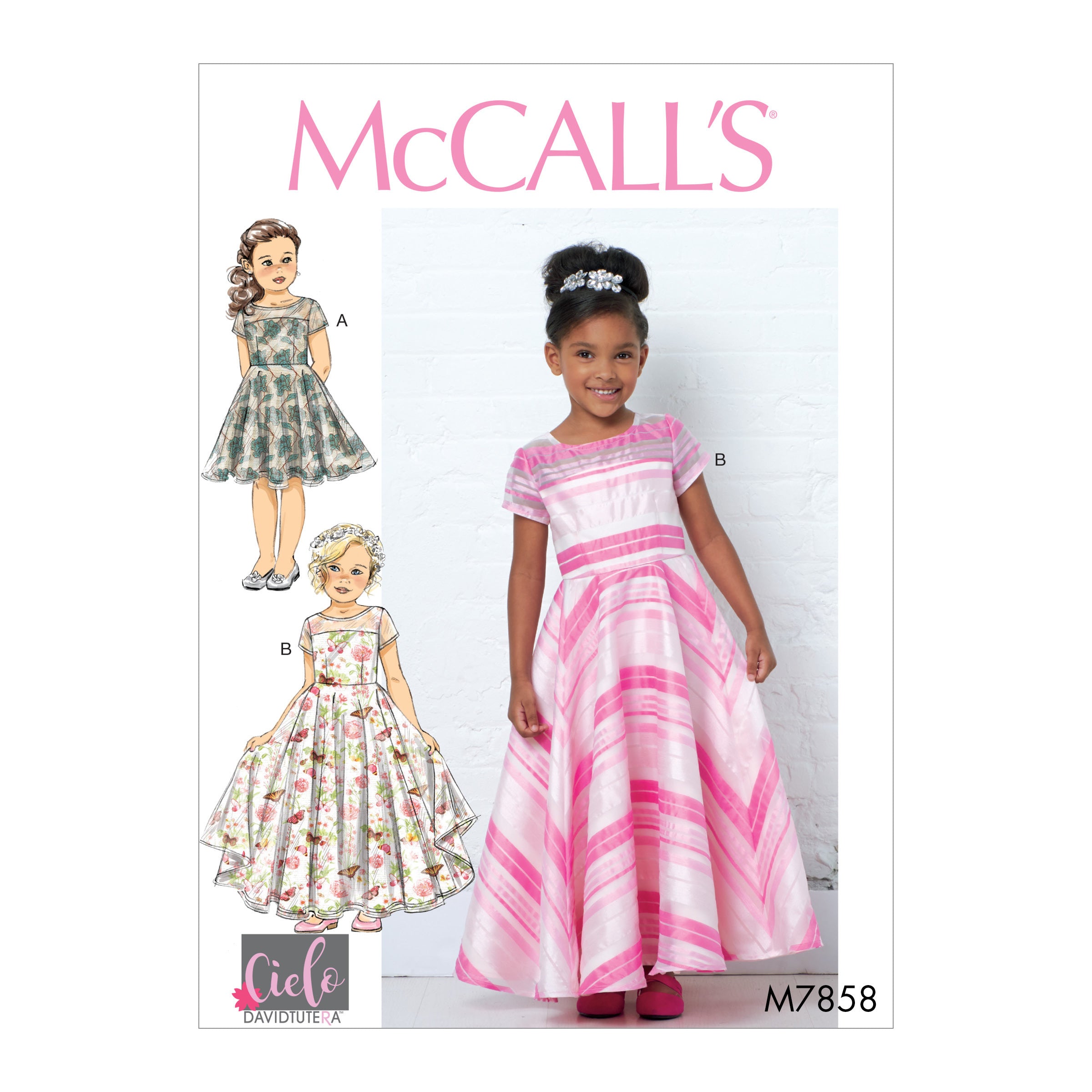 McCall's Children's/Girls' Dresses, Train and Bow M7858 - Sewing Pattern