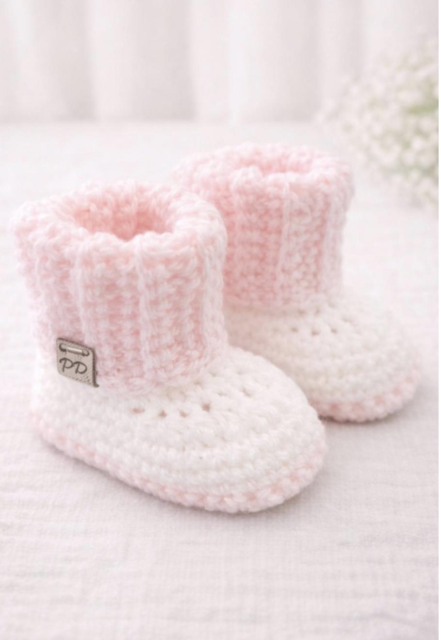 Ribbed Cuff Baby Booties
