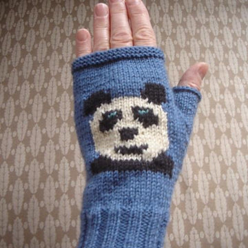 Panda Face fingerless gloves/mitts