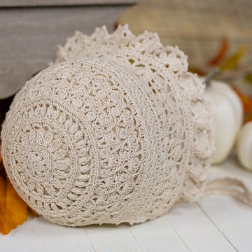 Pumpkin Spice Lace Baby Bonnet