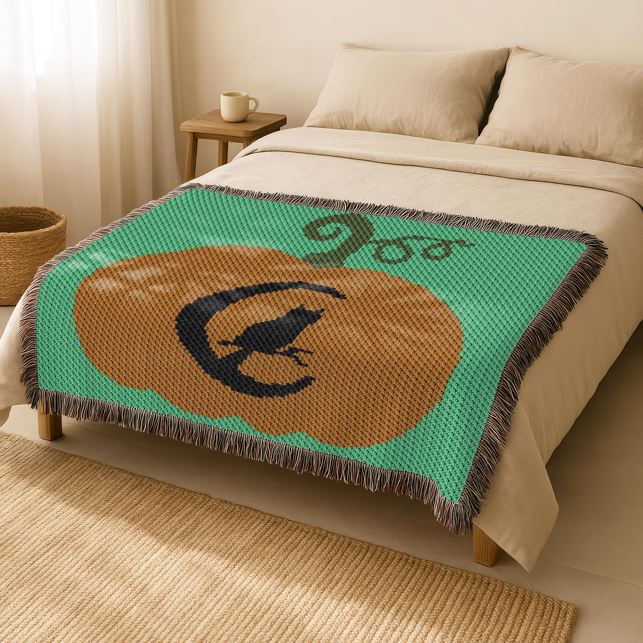 C2C CROCHET PATTERN Halloween Pumpkin Blanket Owl Moon Throw Queen Twin Afghan