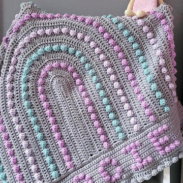 Rainbow Bobble Name Blanket