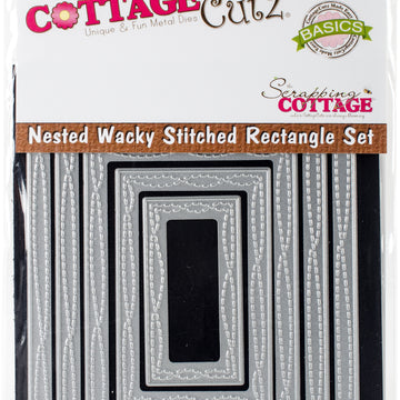 CottageCutz Nested Dies 5/Pkg - Wacky Stitched Rectangle