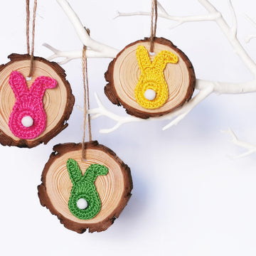 Crochet bunny embellishment. Bunny bunting. Nursery decor. Rabbit applique. Easter hanging ornament. Card topper. Easter decoration