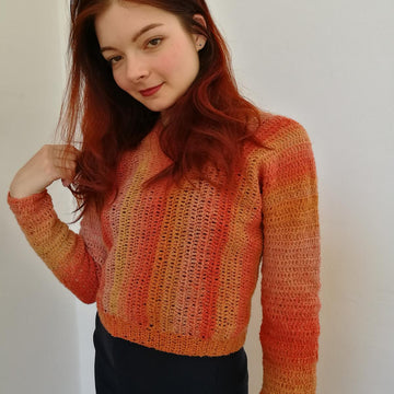 Lace checkered sweater