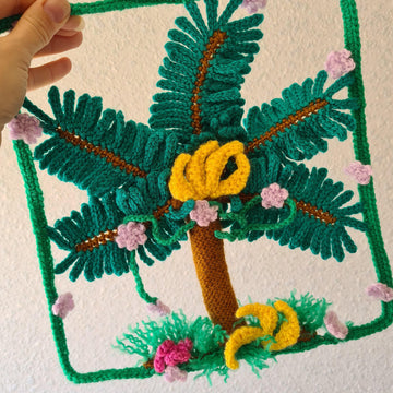 Crochet Palm Tree Wall Art Pattern | Tropical Botanical Decor