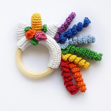 Rainbow unicorn teether
