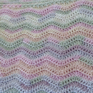 Pastel Drift Ripple Baby Blanket– King Cole DK- Beach Melba- Crochet Pattern