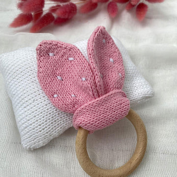 Bunny ears teething ring