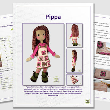 24 inch crochet doll pattern PDF, XL amigurumi doll, Pippa