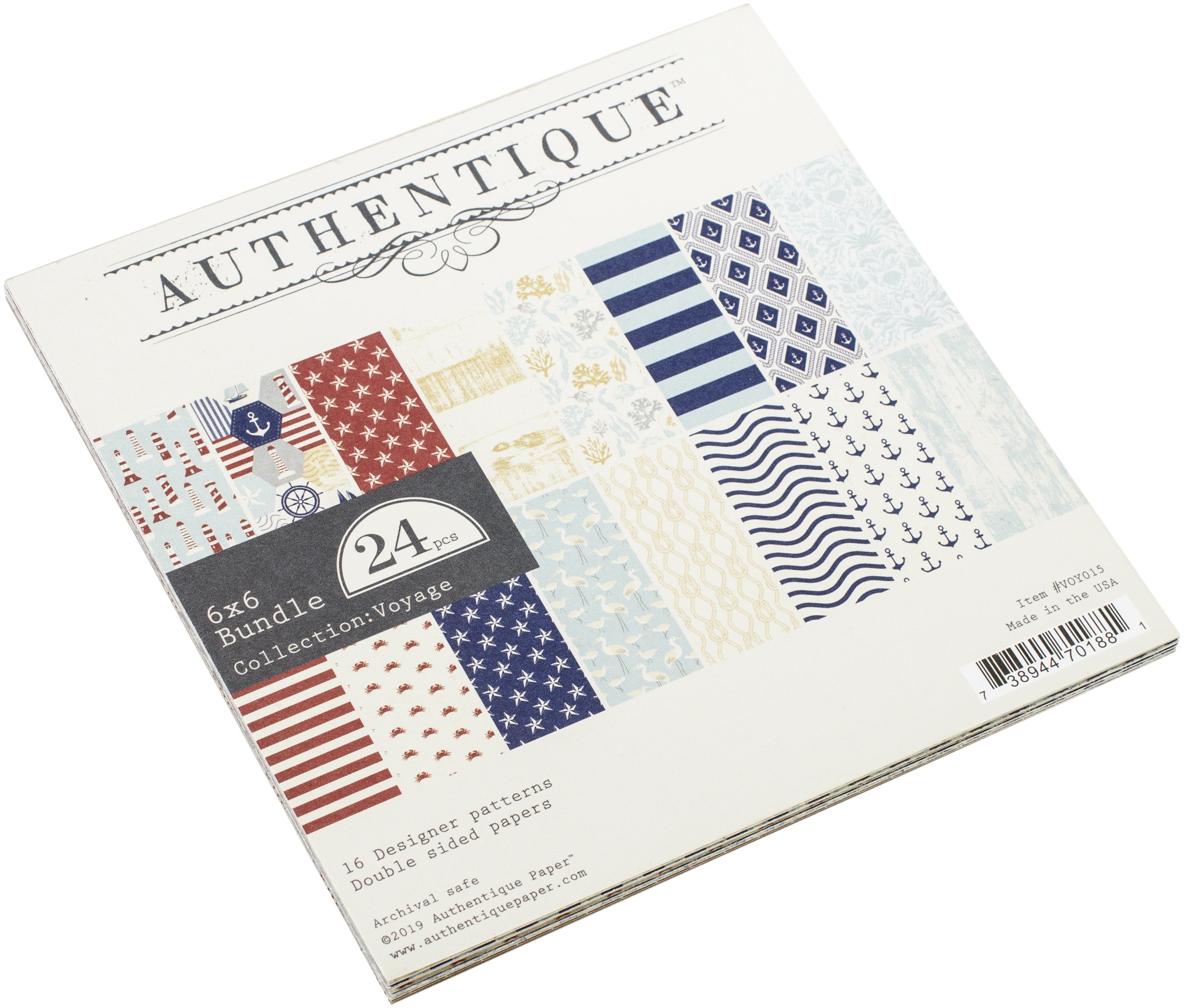 Authentique Paper Authentique Double-Sided Cardstock Pad 6"X6" 24/Pkg - Voyage