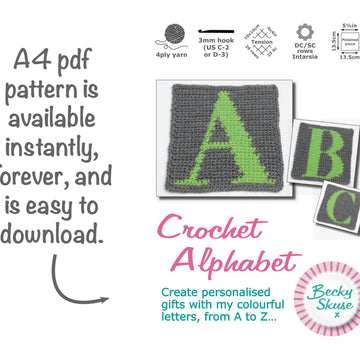 Colourwork alphabet squares