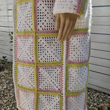Maxi coat with granny squares