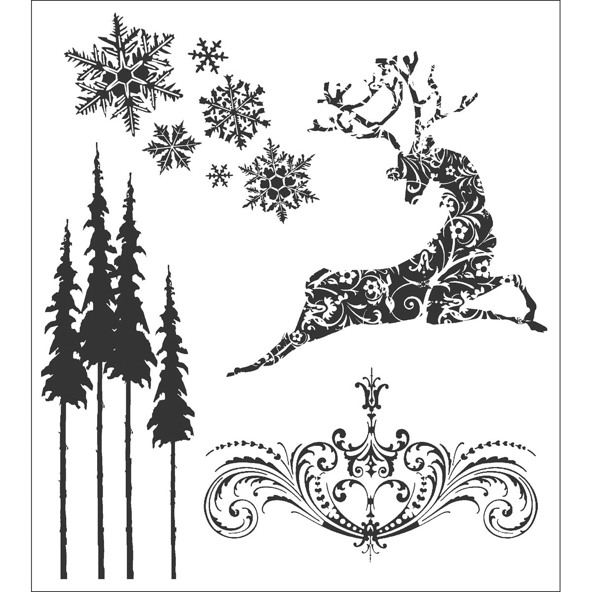 Stampers Anonymous Tim Holtz Cling Stamps 7"X8.5" - Reindeer Flight
