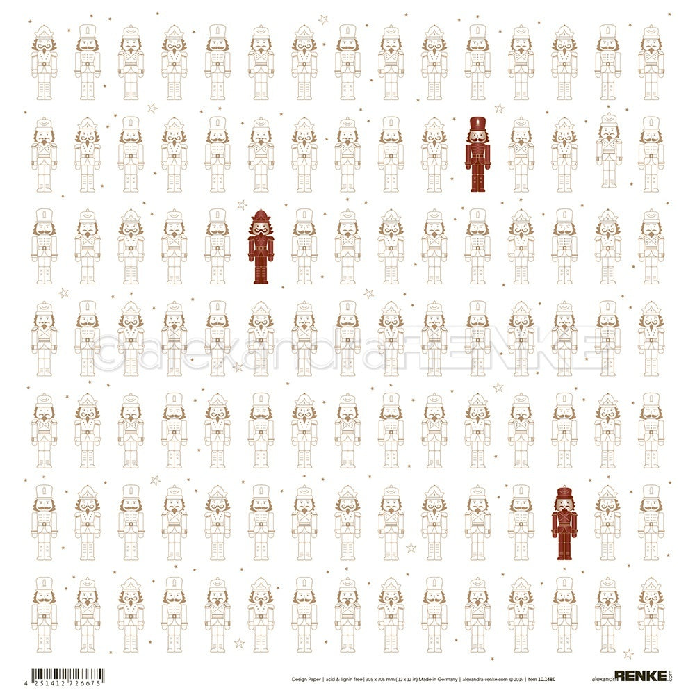 Alexandra Renke Nutcracker Design Paper 12"X12" 25/Pkg - Nutcracker Outline
