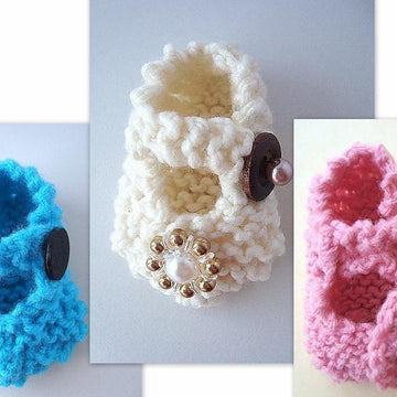339, KNIT FLAT MARY JANE BOOTIES/SLIPPERS