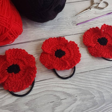 Bundle of 3 Remembrance Poppy Flowers Crochet Patterns