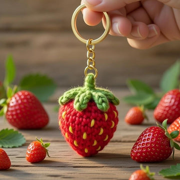 Crochet Strawberry Keychain Pattern – PDF + Video Tutorial