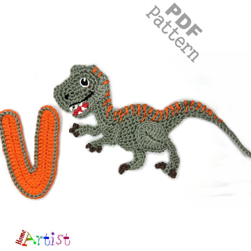 Crochet Animal Alphabet V Velociraptor pattern